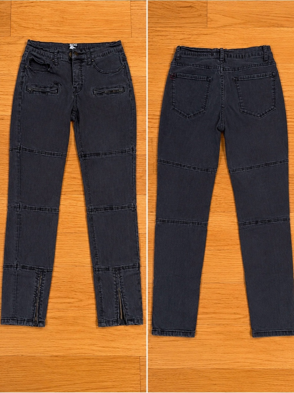 Women's BDG Black Paneled Slim Jeans with Ankle Zips